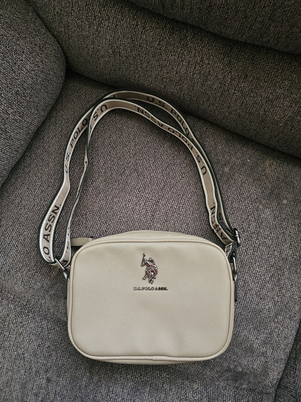 U.S. Polo Assn. Cream Crossbody Bag with Branded Strap